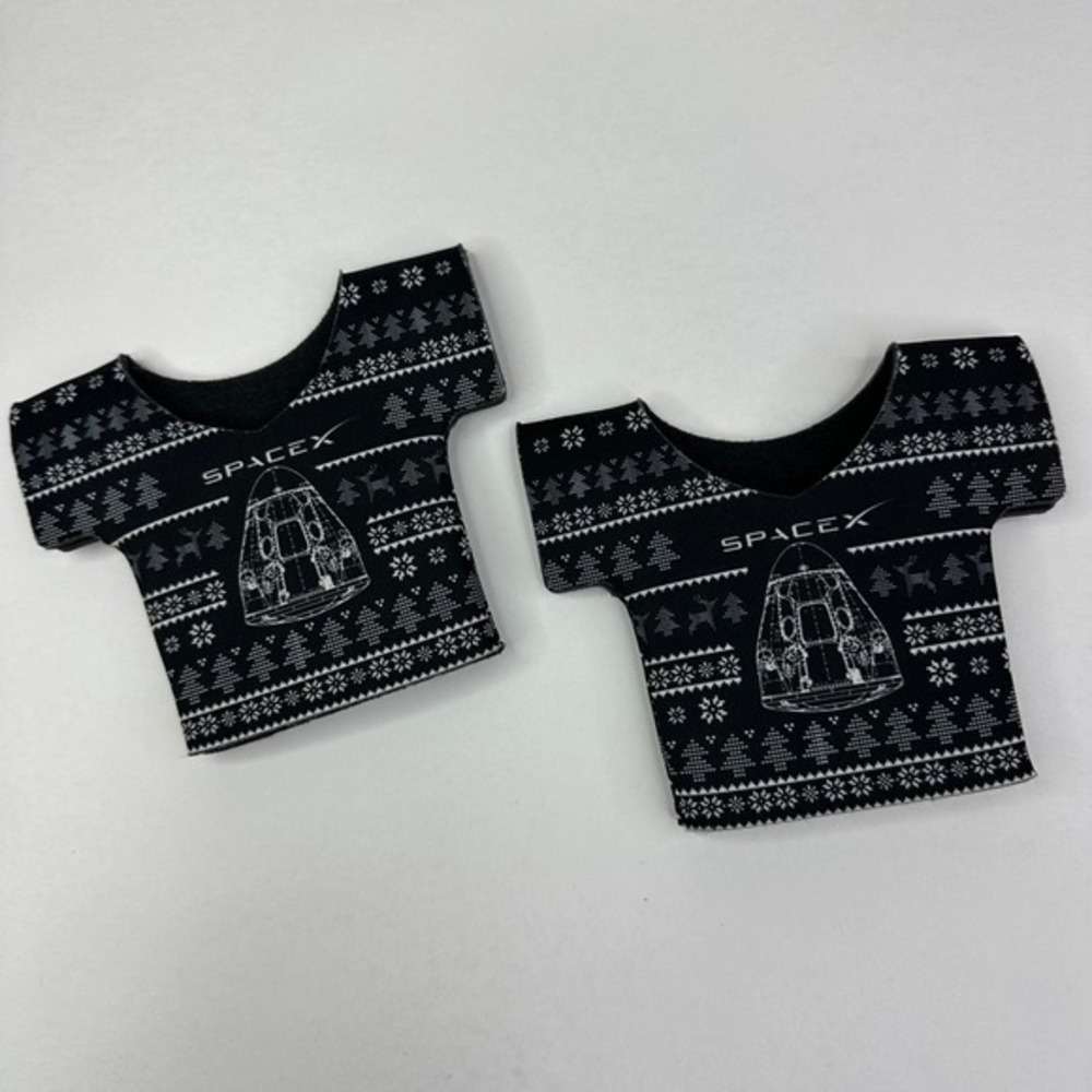 SpaceX Dragon Capsule Ugly Christmas Sweater Foam Koozie‎ Set of 2